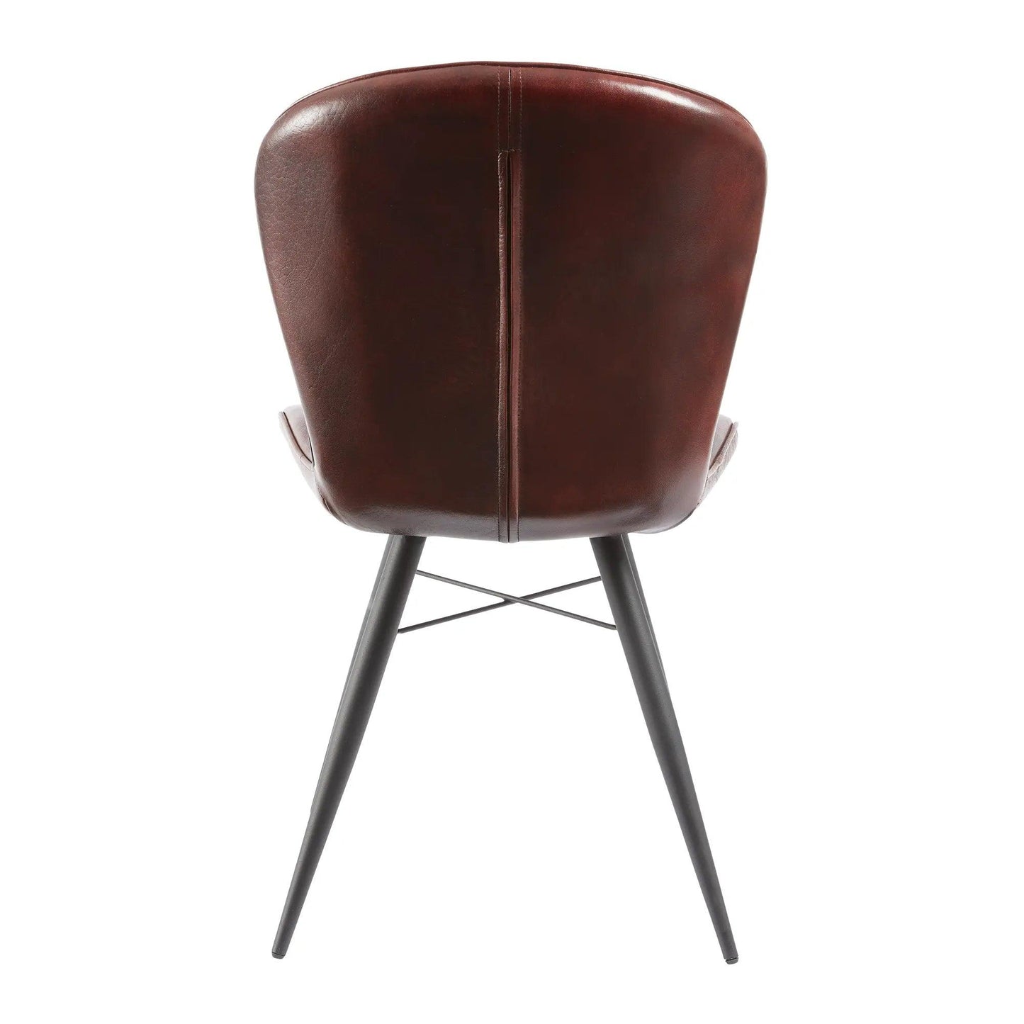 LENA SIDE CHAIR - GENUINE LEATHER - PECAN BROWN - Yumen Furniture